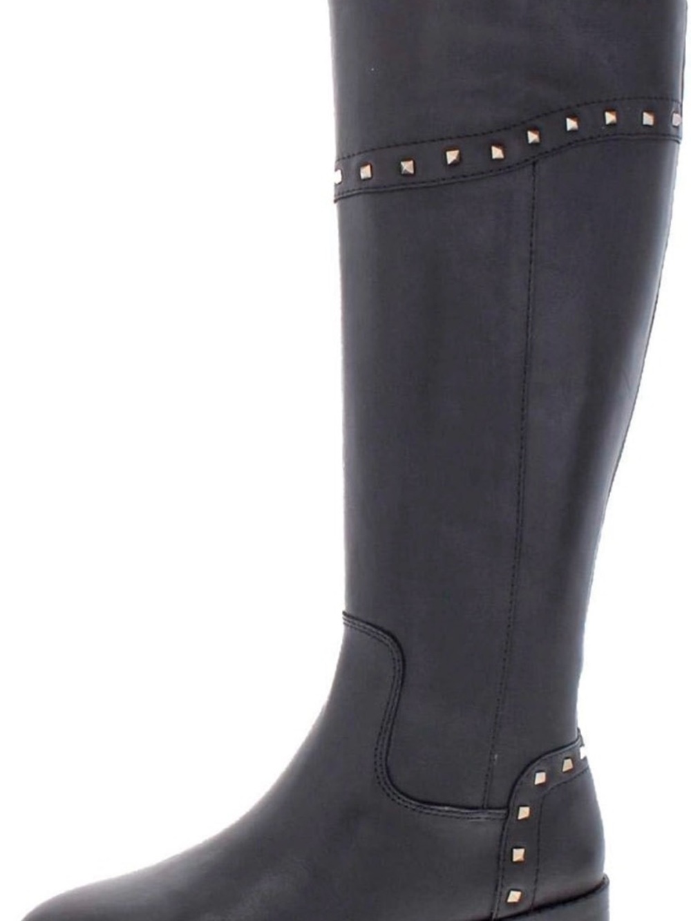 Marc Fisher Women's Secalm Leather Studded Knee-High Riding Boot Black